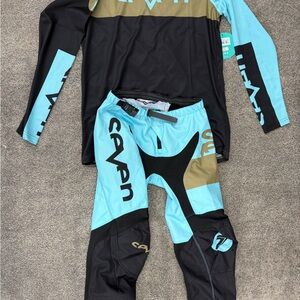 Seven MX Black and Blue Motocross Gear Set